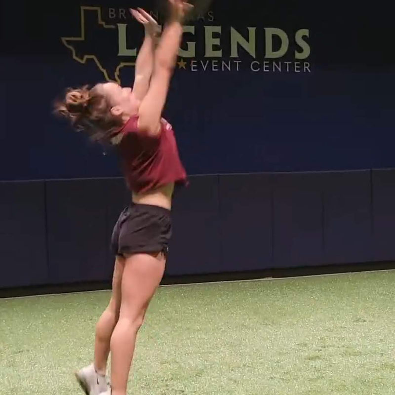 Athlete med ball throw at Legends